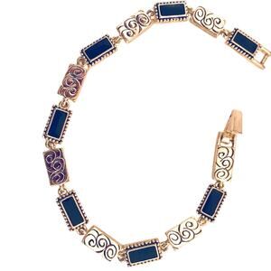 NWOT Faux Silver/Onyx Link Bracelet 7"